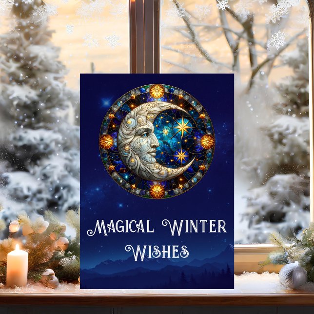 Cartes Pour Fêtes Annuelles Magique hiver veut Céleste Lune Noël (Créateur téléchargé)