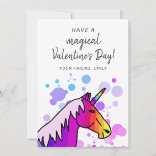 Cartes Pour Fêtes Annuelles Magique Unicorn Enfants Classe Saint Valentin