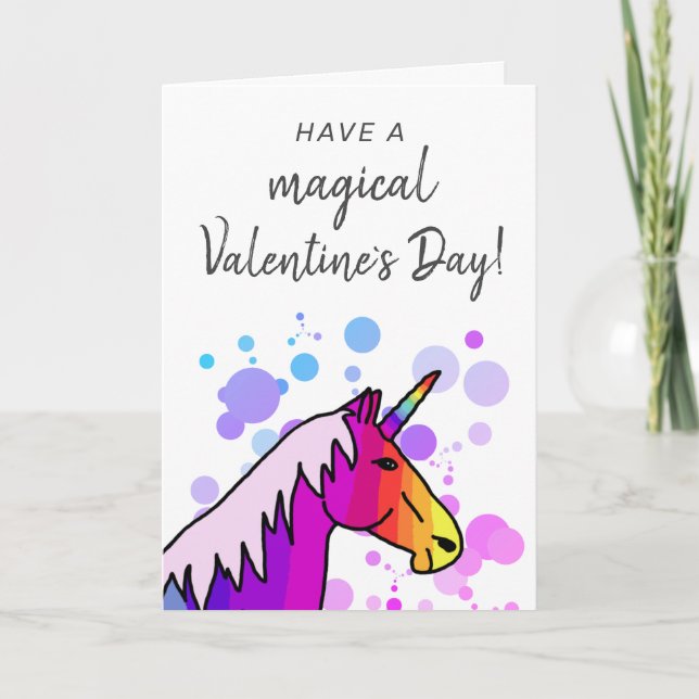 Cartes Pour Fêtes Annuelles Magique Unicorn Enfants Classe Saint Valentin (Devant)