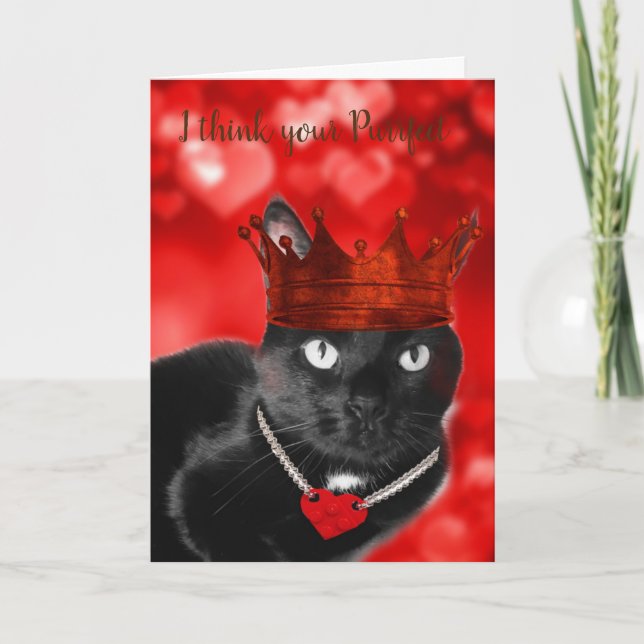 Cartes Pour Fêtes Annuelles Magnifique Chat noir Valentine — (Devant)