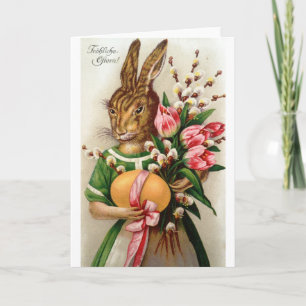 Cartes Pour Fêtes Annuelles Magnifique Dame de Pâques Bunny Willows habillés
