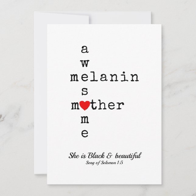 Cartes Pour Fêtes Annuelles MAGNIFIQUE MÈRE MELANIN | Proverbe Fanti (Devant)