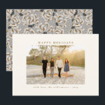 Cartes Pour Fêtes Annuelles Magnifique photo grise botanique élégante personna<br><div class="desc">Souhaitez à vos amis et à votre famille de joyeuses fêtes avec ces belles cartes comportant votre photo préférée et un magnifique motif botanique gris au verso.</div>