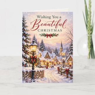 Cartes Pour Fêtes Annuelles Magnifique village de Noël Scène hivernale enneigé