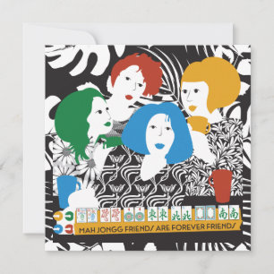 Cartes Pour Fêtes Annuelles Mah Jong Friends Flat Card