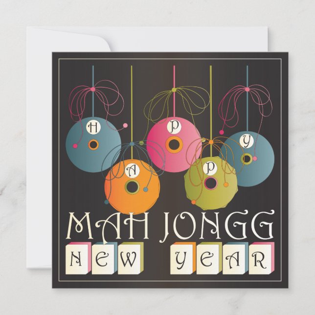 Cartes Pour Fêtes Annuelles Mah Jongg Nouvel An (Devant)