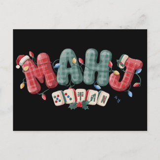Cartes Pour Fêtes Annuelles Mahj Noël Mahjong Joueur Tuiles Plaid Lumières