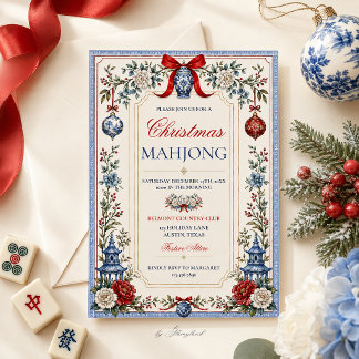 Cartes Pour Fêtes Annuelles Mahjong de Noël en Chinoiserie