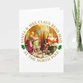 Cartes Pour Fêtes Annuelles Mail de Père Noël et de Mme Claus Read au Pôle