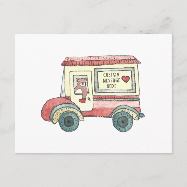 Cartes Pour Fêtes Annuelles Mail Truck Bear Custom Message (Devant)