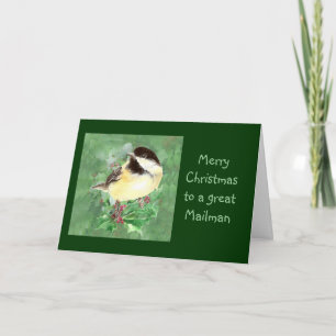 Cartes Pour Fêtes Annuelles Mailman Christmas Chickadee Bird Holly Nature
