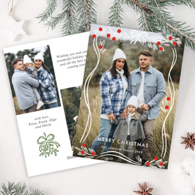 Cartes Pour Fêtes Annuelles Main de Whimsical tiré Noir Bow Ribbon 3 Photo (Créateur téléchargé)