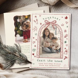 Cartes Pour Fêtes Annuelles Main dessinée Whimsical Christmas Bow Doodle Photo