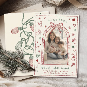 Cartes Pour Fêtes Annuelles Main dessinée Whimsical Christmas Bow Doodle Photo