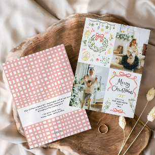 Cartes Pour Fêtes Annuelles Main fanée de Whimsical Bows Joyeux Noël 2 photos