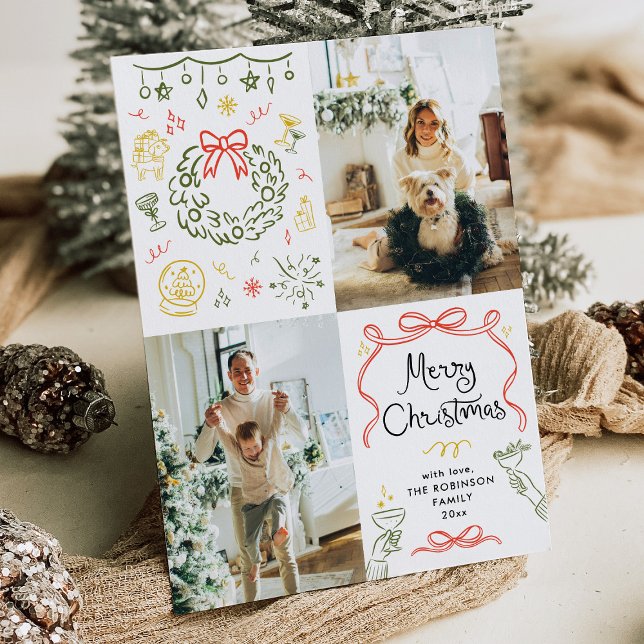 Cartes Pour Fêtes Annuelles Main fantaisie tirée vaches Joyeux Noël 2 Photo (Créateur téléchargé)