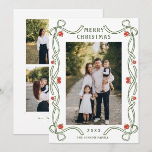 Cartes Pour Fêtes Annuelles Main funky tiré Whimsical Retro Noël 3 Photo