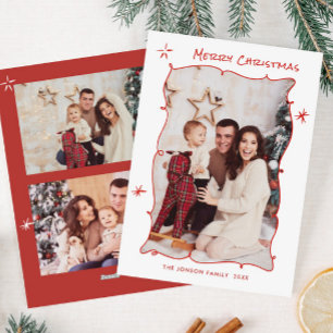 Cartes Pour Fêtes Annuelles Main funky tiré Whimsical Retro Noël 3 Photo