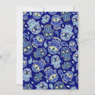 Cartes Pour Fêtes Annuelles Main Hamsa - Main de Fatima motif Minéraux Bleus