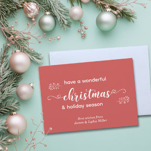 Cartes Pour Fêtes Annuelles Main rouge et blanche tirée Simple Noël