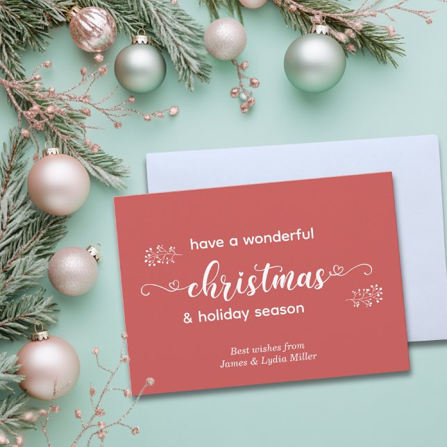 Cartes Pour Fêtes Annuelles Main rouge et blanche tirée Simple Noël (Créateur téléchargé)