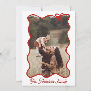 Cartes Pour Fêtes Annuelles Main Rustique Joyeuse de Noël tirée Bow rouge