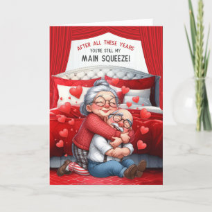 Cartes Pour Fêtes Annuelles Main Squeeze Cute Senior Couple Valentine's Day