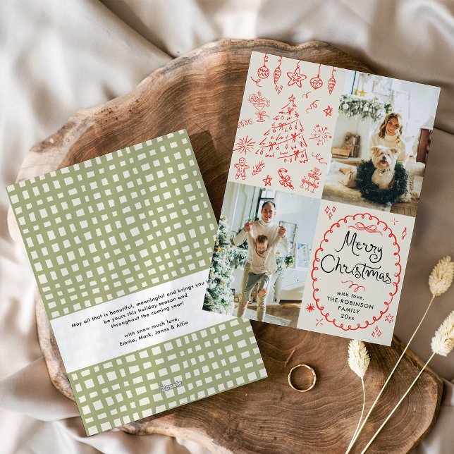 Cartes Pour Fêtes Annuelles Main terne tirée Boho Joyeux Noël 2 Photo (Créateur téléchargé)