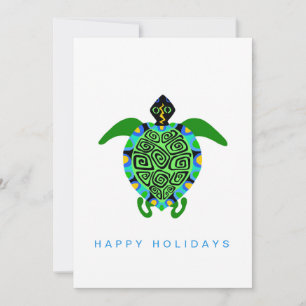 Cartes Pour Fêtes Annuelles Main tirée - TORTUE de mer - Faune marine - Océan