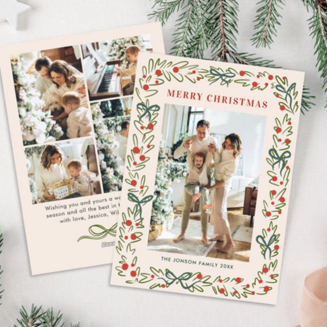 Cartes Pour Fêtes Annuelles Main tirée Whimsical Boho Noël 5 Photo (Créateur téléchargé)