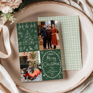 Cartes Pour Fêtes Annuelles Main verte foncée tirée Joyeux Noël 2 Photo