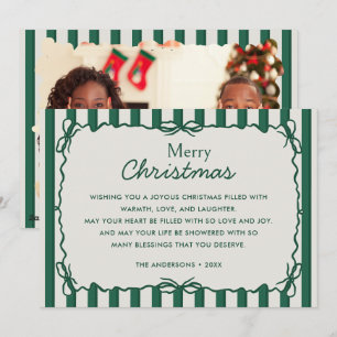 Cartes Pour Fêtes Annuelles Main Whimsical verte dessinée Doodle de Noël Photo