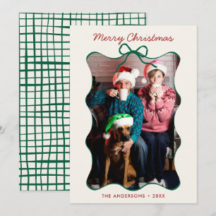 Cartes Pour Fêtes Annuelles Main Whimsical Verte Tirée Frame Wavy Noël