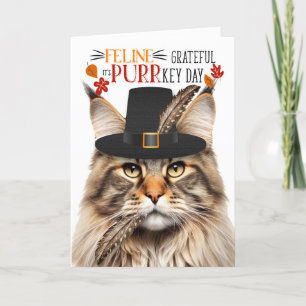 Cartes Pour Fêtes Annuelles Maine Coon Tabby Cat Grateful pour PURRkey Day