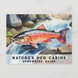 Cartes Pour Fêtes Annuelles *~* Maine Saumon Poisson Nage AP49 Peinture