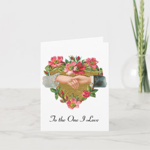 Cartes Pour Fêtes Annuelles Mains aux fleurs, Vintage Saint Valentin victorien