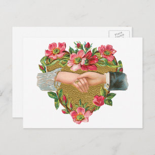 Cartes Pour Fêtes Annuelles Mains aux fleurs, Vintage Saint Valentin victorien