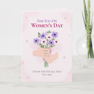 Cartes Pour Fêtes Annuelles Mains tenant un bouquet floral aquarelle pour la j