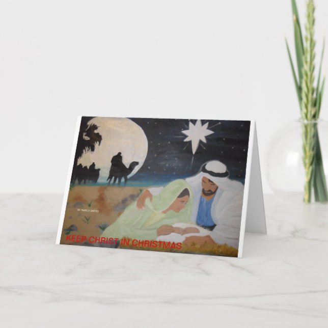 Cartes Pour Fêtes Annuelles Maintenez le Christ dans Noël (Devant)