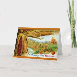 Cartes Pour Fêtes Annuelles Maïs et Thanksgiving Vintage Citrouille
