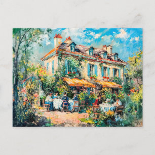 Cartes Pour Fêtes Annuelles Maison avec tables de jardin et personnes