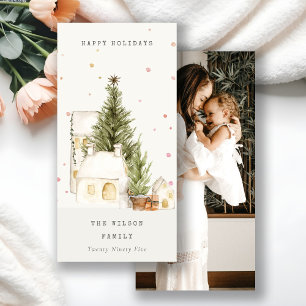 Cartes Pour Fêtes Annuelles Maison Blanche Snow Tree Photo Joyeuses Fêtes