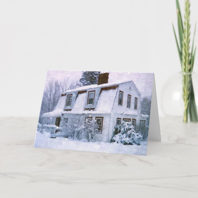 CARTES POUR FÊTES ANNUELLES MAISON DE CAMPAGNE D'HIVER JOYEUX NOËL (Devant)