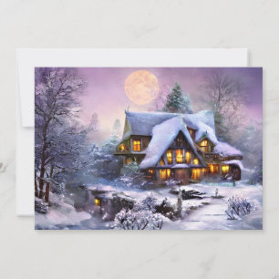 Cartes Pour Fêtes Annuelles Maison de campagne enneigée budget Noël