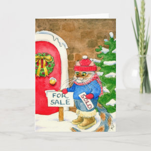 Cartes Pour Fêtes Annuelles Maison de chat de Noël à vendre