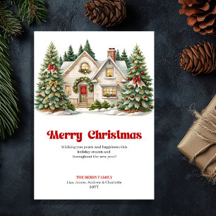 Cartes Pour Fêtes Annuelles Maison de Noël rustique et chaleureuse scène de fê