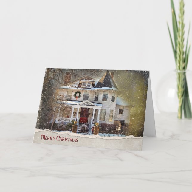 Cartes Pour Fêtes Annuelles Maison de Noël victorienne (Devant)