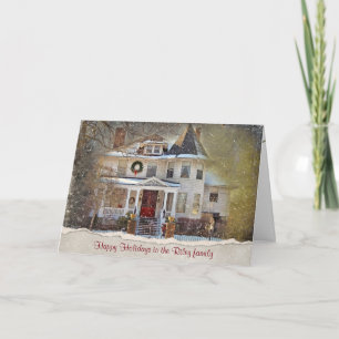 Cartes Pour Fêtes Annuelles Maison de Noël victorienne avec bord déchiré