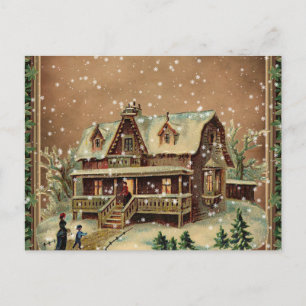 Cartes Pour Fêtes Annuelles Maison de Noël victorienne en hiver Illustration