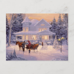 Cartes Pour Fêtes Annuelles Maison de Noël Vintage